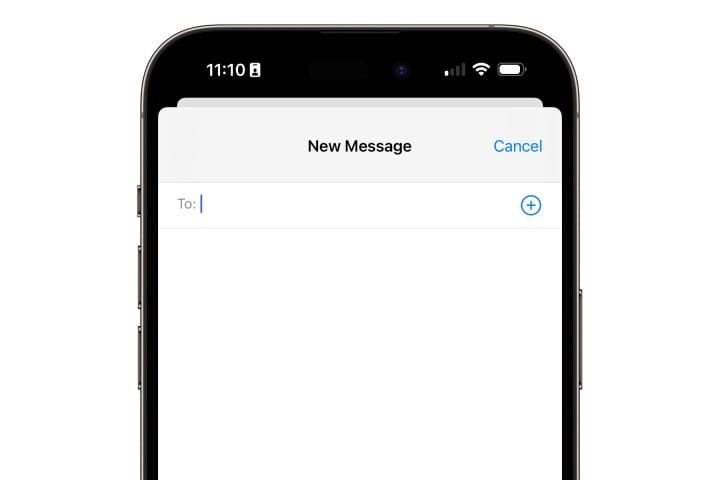 Composing a message in the iPhone Messages app.