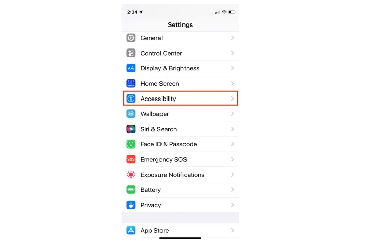 iPhone accessibility setting.