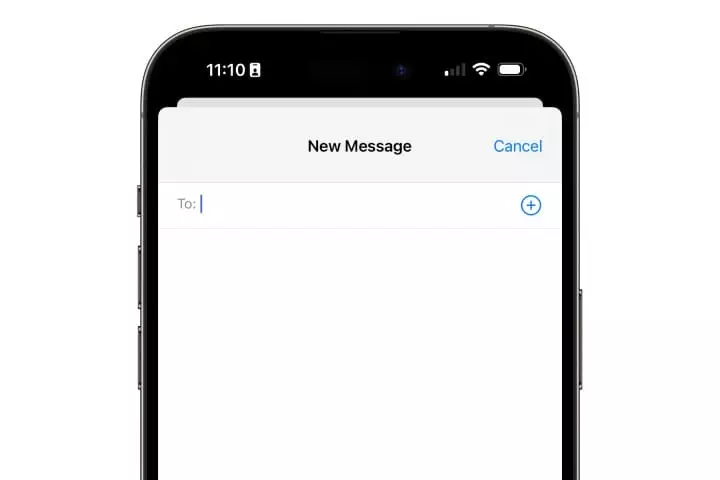 Composing a message in the iPhone Messages app.