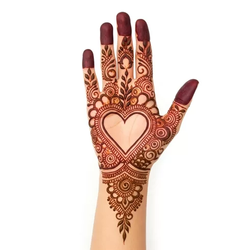 Front Hand Heart Mehndi Design