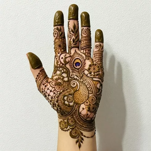 Front Hand Peacock Mehndi Design