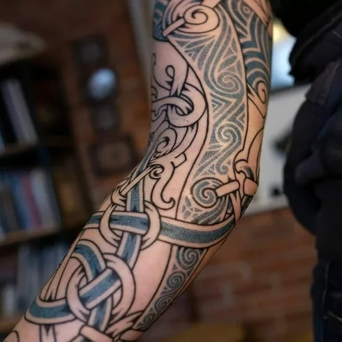 Viking inspired tattoo sleeve